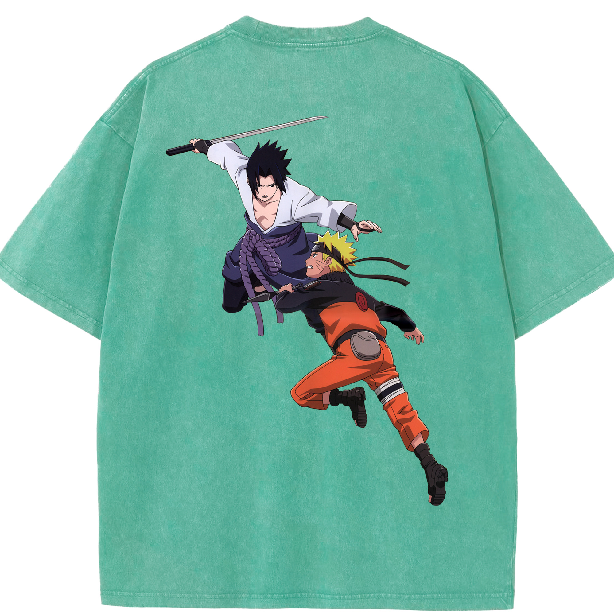 （画像用） NARUTO -ナルト- うちは サスケ Uchiha Sasuke 綿100% ヴィンテージ風 半袖Tシャツ（背面プリント）
